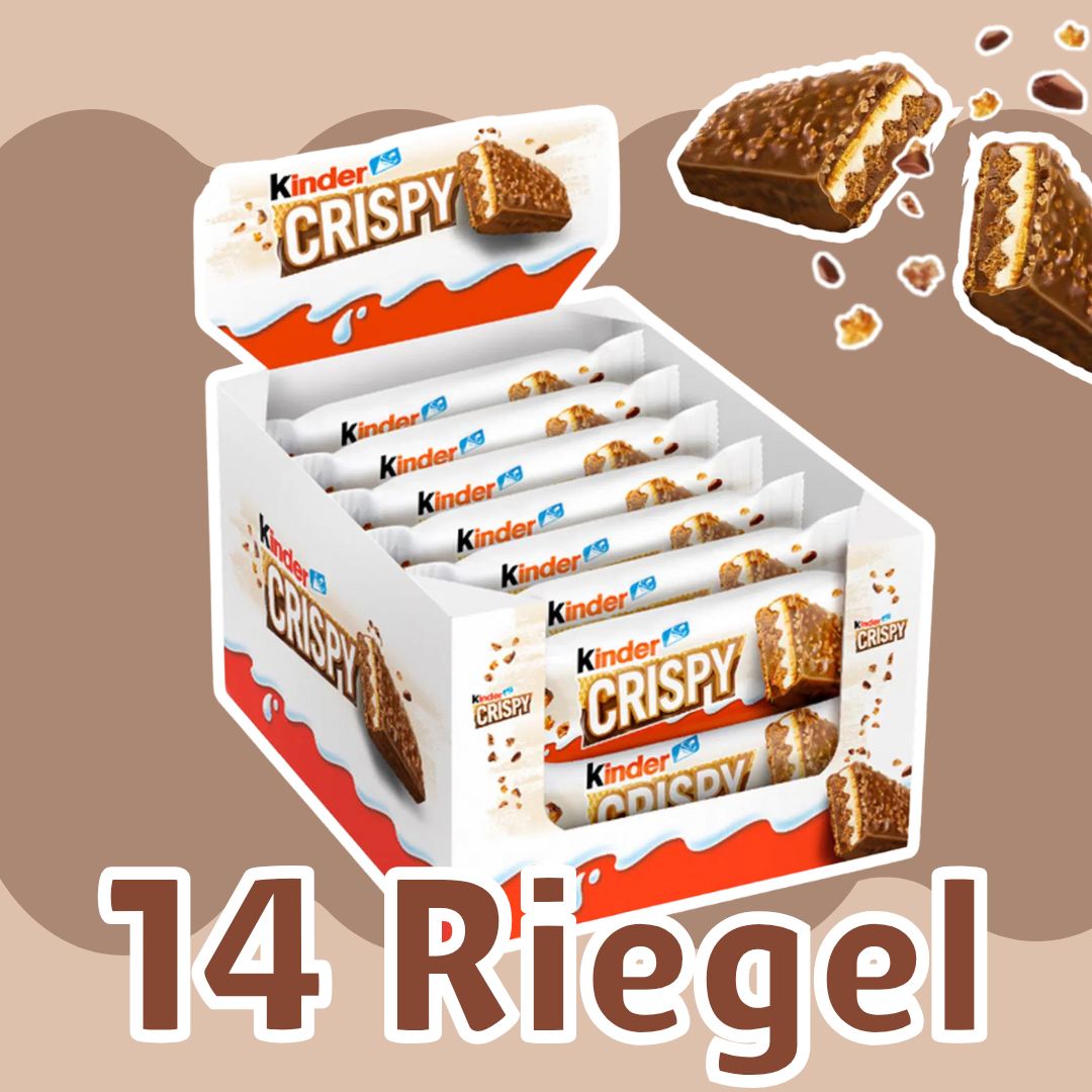 14x Kinder Crispy – Knuspriger Schoko-Keks-Snack im Multipack – 14x34g ...
