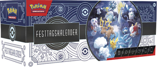 Pokémon TCG: Adventskalender 2023 – Deutsche Edition | 25 Überraschungen zum Fest + Heartforcards® Versandschutz