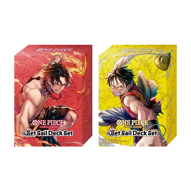 One Piece Card Game Set Sail Deck Set SD-01 – 2 Starter Decks mit Luffy & Ace, OP-17 Booster & Zubehör – Englisch