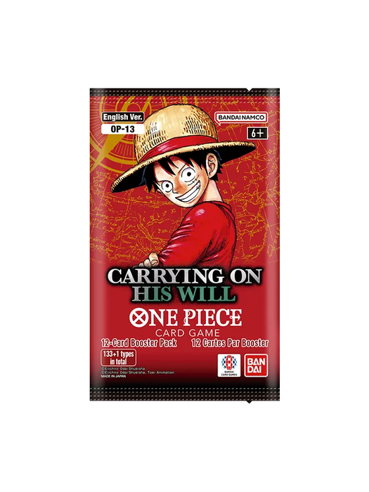 1× OP13 „Carrying on His Will“ Booster – Englisch | Offizielles One Piece TCG-Erweiterungspaket | Mit Heartforcards® Versandschutz