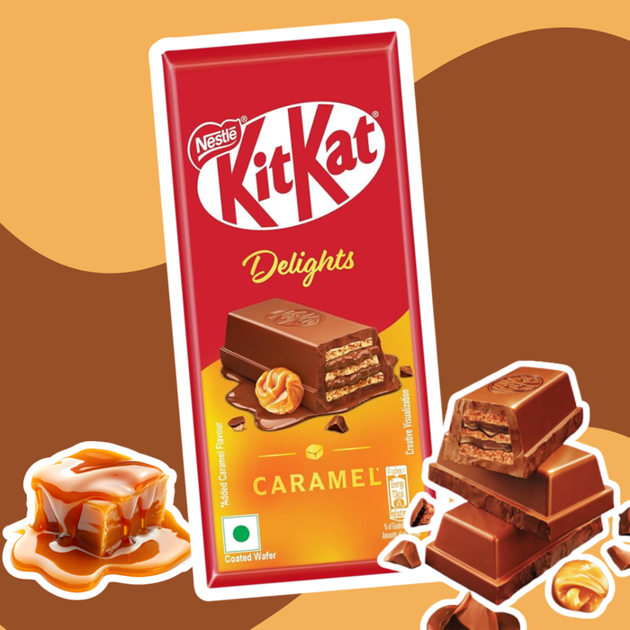 1x 50g KitKat Delights Caramel  | Zarte Knusperwaffel in cremiger Milchschokolade | Edler Karamellgeschmack