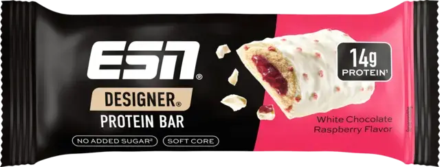 12x ESN Designer Protein Bar – White Chocolate Raspberry Flavour (45g)