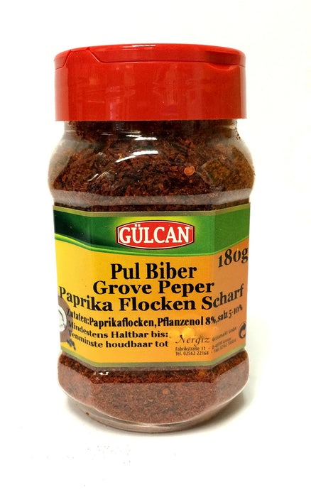 Gülcan Pul Biber Paprika Flocken Scharf  Würzmittel – Premium Chiliflocken Grove Pepper Aromadose [180g]