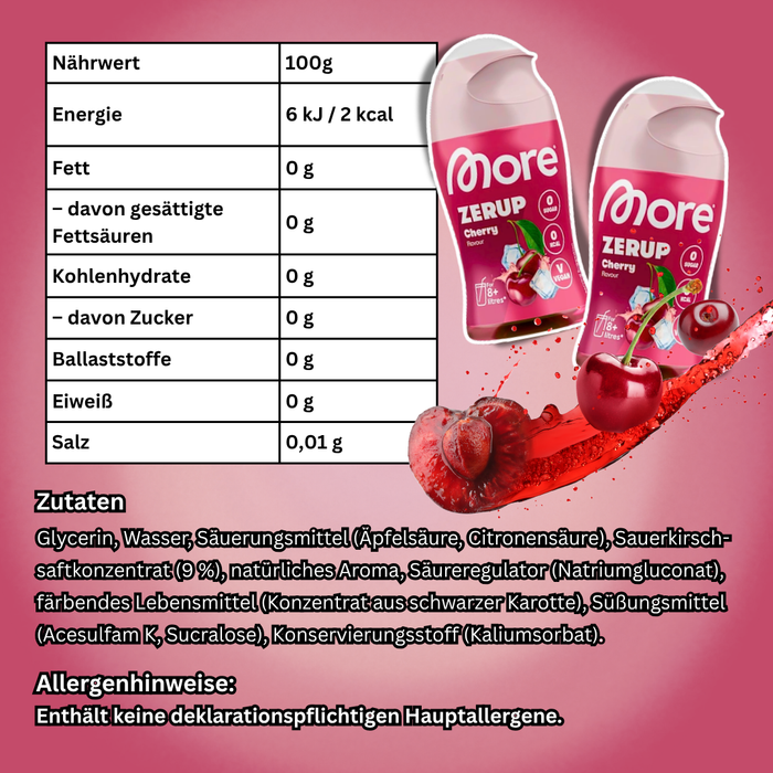 3x MORE Zerup Zero Sirup 65 ml – Zuckerfreier Getränkesirup, verschiedene Geschmacksrichtungen zur Auswahl