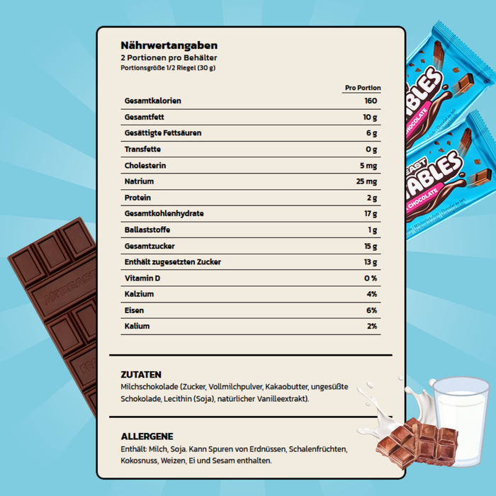 10x Feastables MrBeast Schokolade – Milk Chocolate Riegel | 10x60g | Zarte Milchschokolade