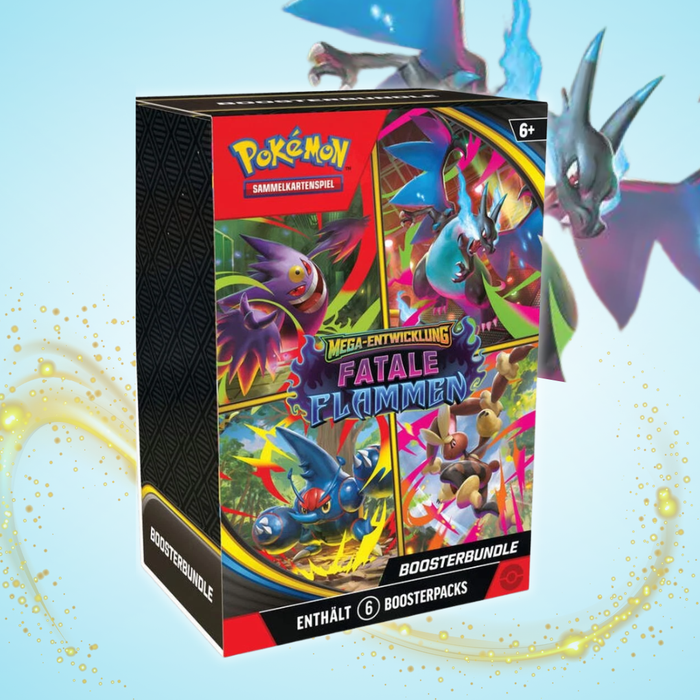 Pokémon TCG – ME02 – Mega Entwicklung: Fatale Flammen – Booster Bundle (Englisch) | 6 Boosterpacks