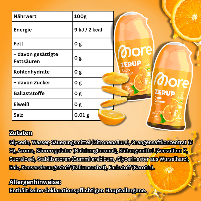 3x MORE Zerup Zero Sirup 65 ml – Zuckerfreier Getränkesirup, verschiedene Geschmacksrichtungen zur Auswahl