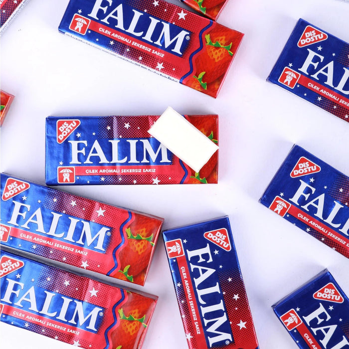 Falim Erdbeer Kaugummi ohne Zucker – 20 × 7 g, 140 g