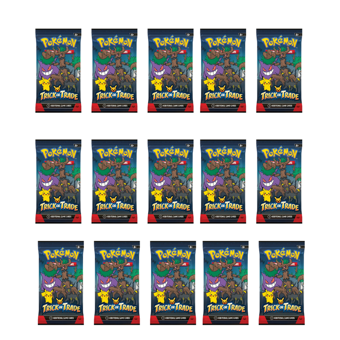 15x Trick or Trade 2024 Booster - Englisch Trick or Treat PKM Halloween Booster+ Heartforcards® Versandschutz