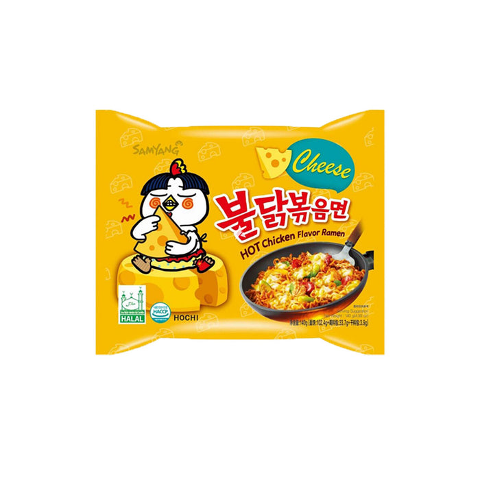 Samyang Buldak Hot Chicken Cheese Ramen 10 × 140 g – Scharfe koreanische Instant-Nudeln mit Käsegeschmack