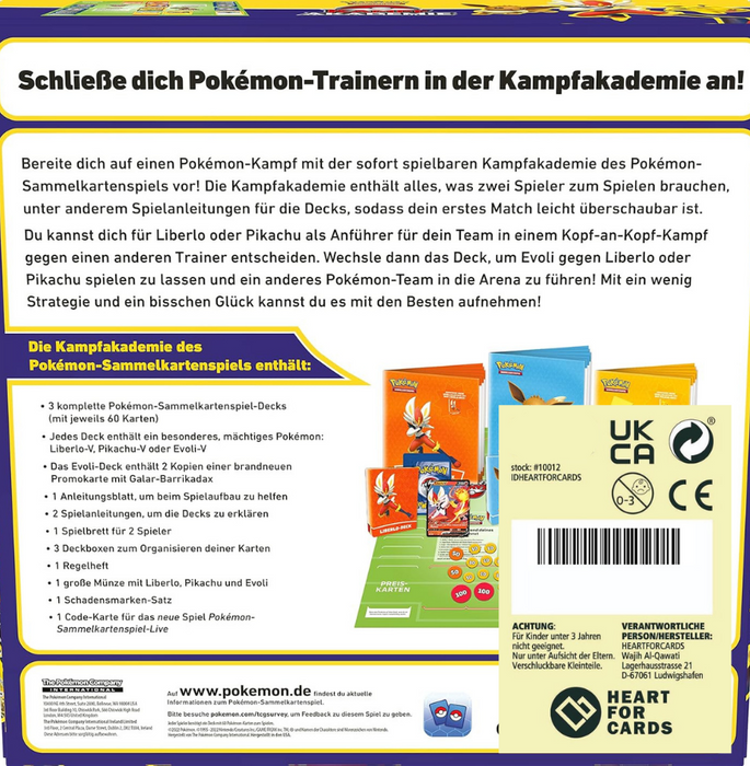 Pokémon Sammelkartenspiel – Kampfakademie (Liberlo-V, Pikachu-V & Evoli-V) – Deutsch