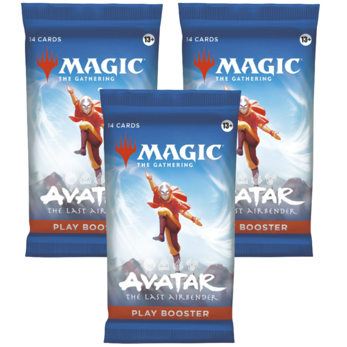 3× Magic the Gathering Avatar: The Last Airbender Play Booster Englisch – Offizielle MTG-Erweiterungspacks mit seltenen & exklusiven Karten + Heartforcards Versandschutz