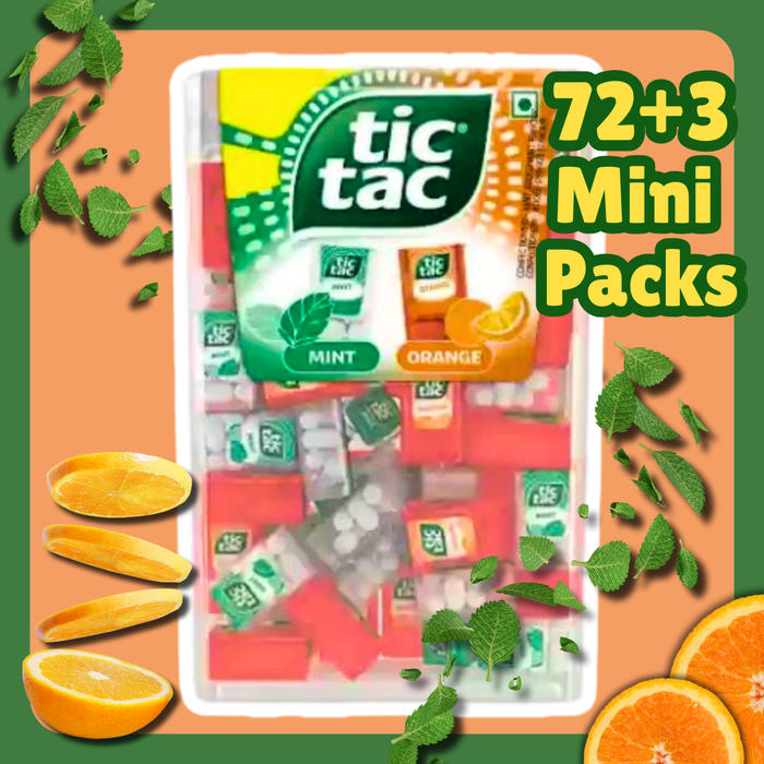 Tic Tac 75 Mini – Mint & Orange | Großpack mit 75 Minipackungen | 255 g