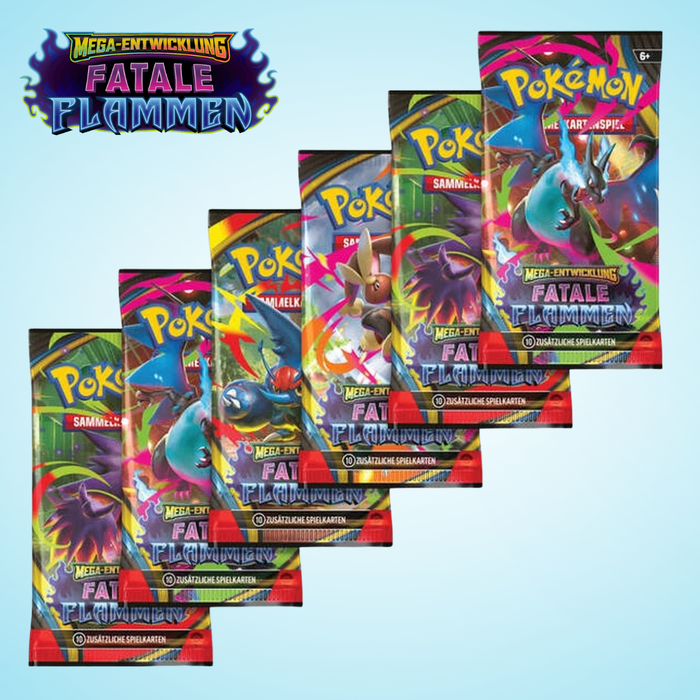 Pokémon TCG – ME02 – Mega Entwicklung: Fatale Flammen – Booster Bundle (Englisch) | 6 Boosterpacks