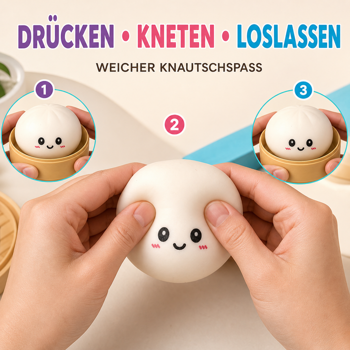 1 Stück UV-Farbwechsel Bun Squishy im Dampfkorb – 8,5 cm Überraschungsfarbe