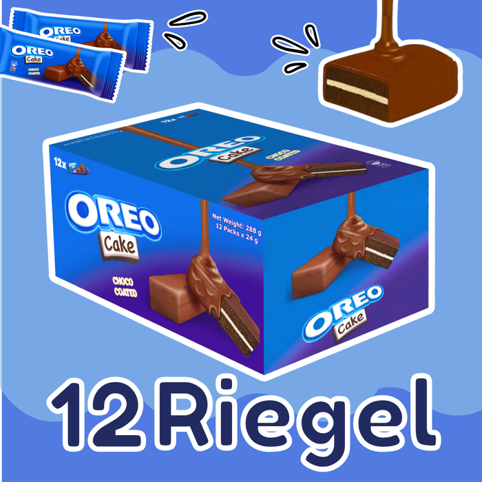 Oreo Choco Coated Soft Cake – 12 x 24g | Weicher Kakaokuchen mit Vanillefüllung & Schokoglasur