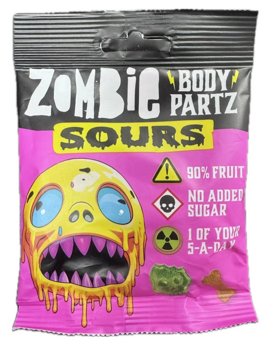 3er Zombie Gummibärchen Set – Zombie Body Partz Halloween Fruchtgummis 3x35g | XTREME SOURS, FRUIT GUMMIES & SOURS | 100% Frucht – Ohne Zuckerzusatz | Vegane Halloween Süßigkeit für Kinder & Erwachse