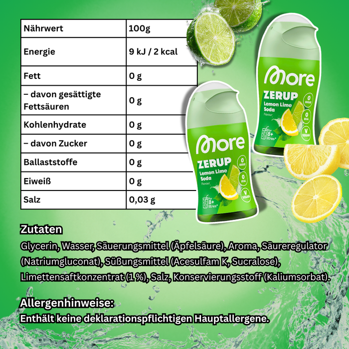 3x MORE Zerup Zero Sirup 65 ml – Zuckerfreier Getränkesirup, verschiedene Geschmacksrichtungen zur Auswahl
